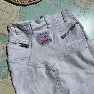 Vintage 80s Chabra White Denim Jean Skirt with Zippers